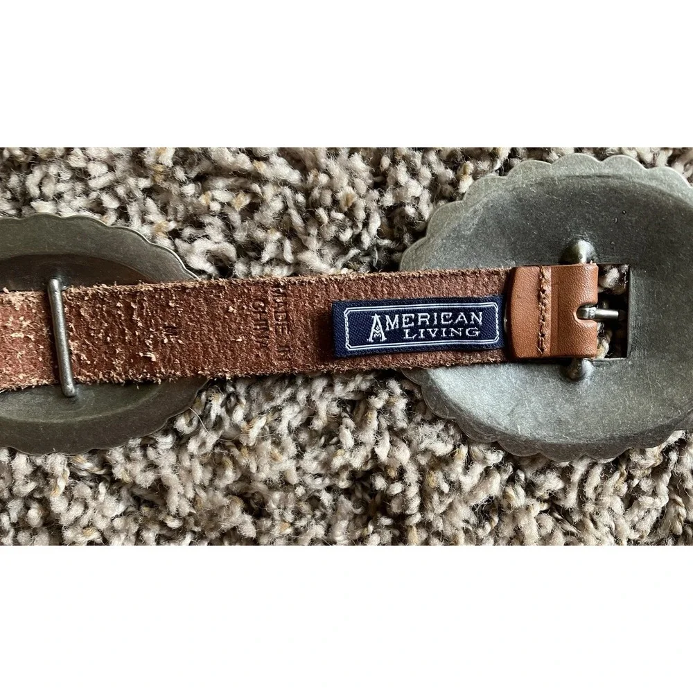 American Living Leather Western Concho Belt Size Medium Boho Cowgirl